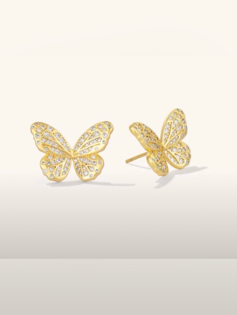 Victoria Emerson Gold Butterfly Crystal Stud Earrings
